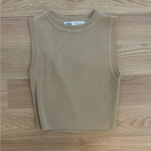 Zara Tan Sleeveless Sweater